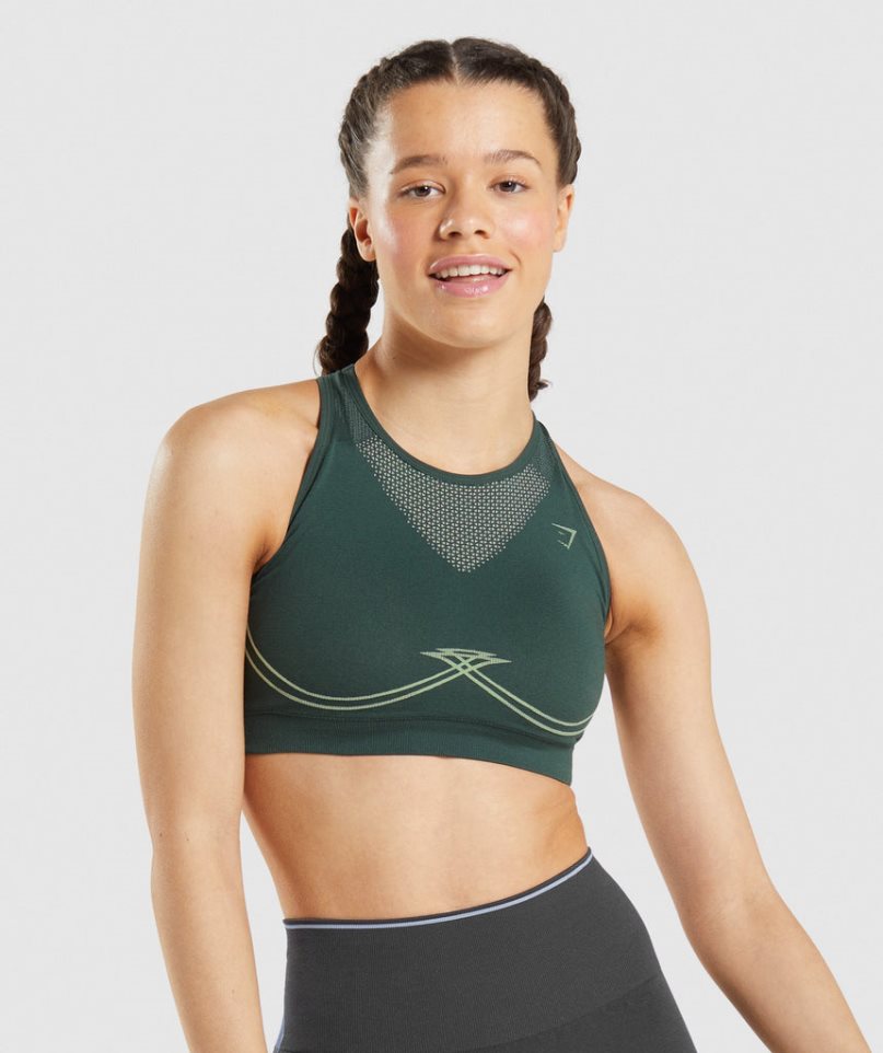 Women\'s Gymshark Apex Seamless Sports Bra Green | NZ 0TLJQP